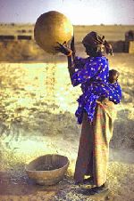 Woman cleaning grain, Niger, West Africa