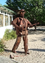 Sculpture of guitarist, museum, Maun, Botswana