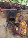 Kumba-Buea road: wood fired cocoa drying shed