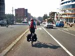 Westener bicycling in Addis Ababa, Ethiopia