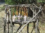 Kiosk of carve religious icons, Debra Libanos, Ethiopia