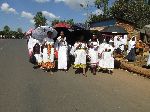 Stream of people along the highway, Dembecha, Ethopia