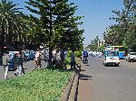 Bicyclists on boulevard, Bahir Dar, Ethiopia
