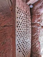 Door to tunnel near Bet Gabriel-Rafael (rock hewn church), Lalibela, Ethiopia