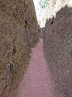 Walkway between rock hewn churches, Lalibela, Ethiopia