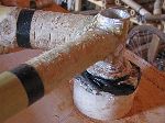 Bamboo seat tube and down tube epoxied to the bottom bracket