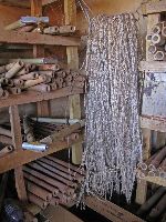 Supplies for making bamboo bikes.