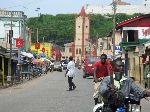Ghana, Elmina, main street and the church