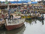 Ghana, Elmina, fishing boats in the harbor
