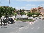 Fountain and boulevard, Midelt, Morocco