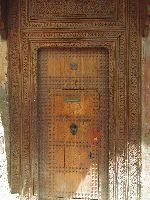 Door of Riad (Garden house) in the medina, Fez, Morocco