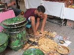 Man using hand lathe, Marrakech, Morocco