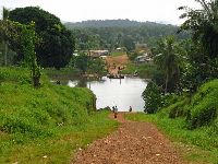 Sierra Leone, Sewa river ferry at Gendema