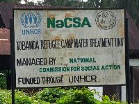 Sierra Leone, sign associated with Liberian refuge camp