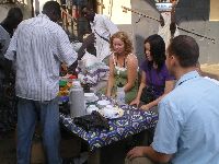 Lome, Togo, eating breakfast at omelet table