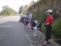 Kande, Togo, bicycle tour takes a break in the shade
