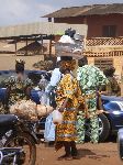 Bohicon, Benin, women head carrying products for sale