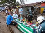 Sokode, Togo, breakfast table with omelets and coffee
