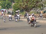 Motorcycles at junction on the outskirts for Kara, Togo