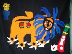 Abomey appliqué tapestry, Glele royal symbols, Benin