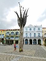 Modern sculpture, Plaza Vieja (Old Square), Vieja Habana, Cuba