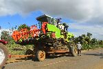 Combine for rice harvest, Cuba