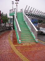 Pedestrian overpass with markings for visually impaired, Seoul