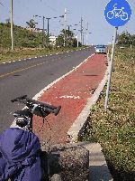 Car parked in bike lane, Jeju Island