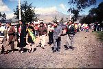 Ecuador, Chaupi, parade of teams before soccer game