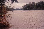 Ecuador, Pastaza, Rio Llushi and canoe