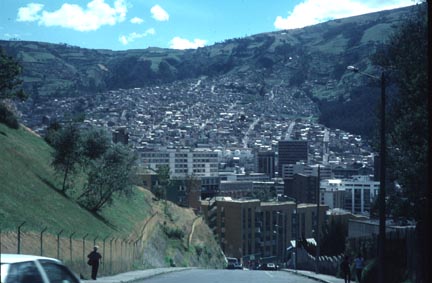 Ecuador, Quito: housing crawling up the hillside