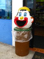 Ecuador: decorative garbage can, clown