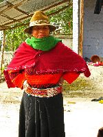 Ecuador, Salasaca: traditional dress; hat and poncho