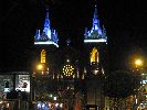 Ecuador, Banos: church lighted at night