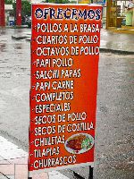 Ecuador, Puyo, restaurant menu board