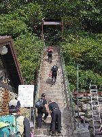 Korean hikers starting out at trail head, Seoraksan National Park