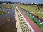 Three parallel non-motorized facilities have been built in the flood plain