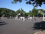 Students practicing basketball