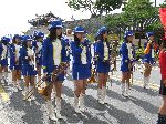 Girl band in mini skirts, Jinju parade