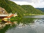 in Hwacheon, the river / lake is bordered by recreational bicycle facilities.