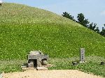 Monuments and tables at the base of a tombs for offering, Gyeongju