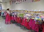 racks of hanboks at Emart