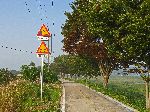 Caution sign, Yeongsan River Trail, Korea