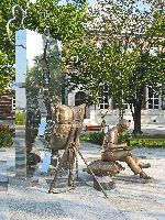 Sculture; student taking a break from farming to study, Gunsan