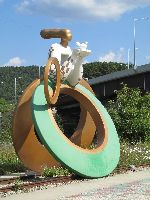 Art installation along Han River bike trail, Yongdam, Korea.