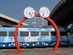 Art installation along Han River bike trail, Yongdam, Korea.