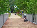 Hyangga Park railroad / bike bridge and tunnel, Seomjingang Trail, Korea