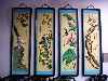 Four seasons panels, left to right, winter, spring, summer, autumn.