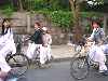 Veitnamese high school students on bicycles
