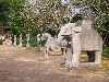 Statues of an elephant and horse, and warriors, in the honor court